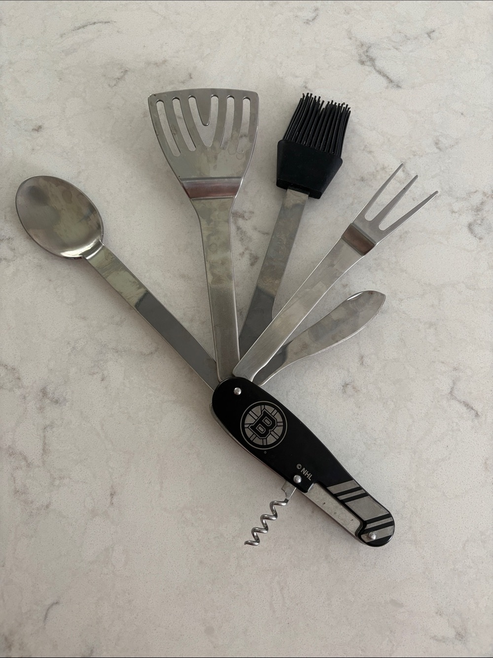 NHL Boston Bruins Folding BBQ Multi-Tool - Black & Stainless